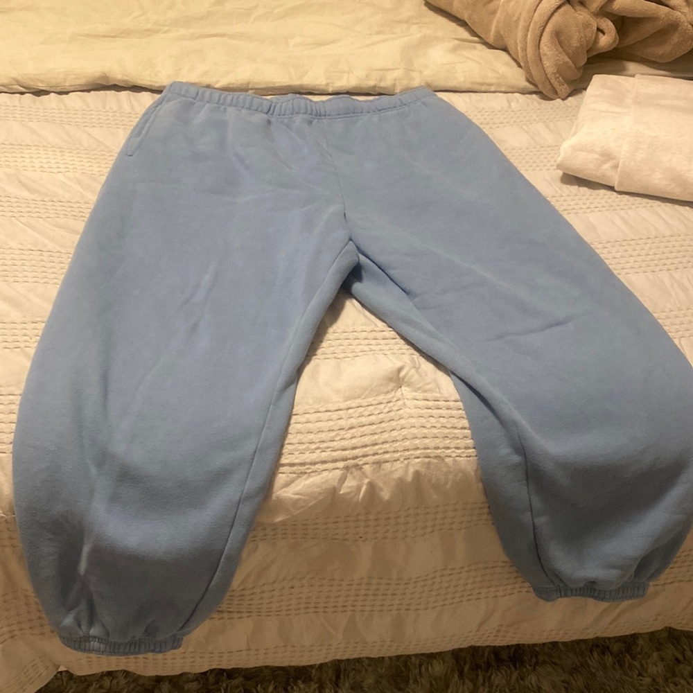 TNA cozy fleece blue sweatpants aritzia